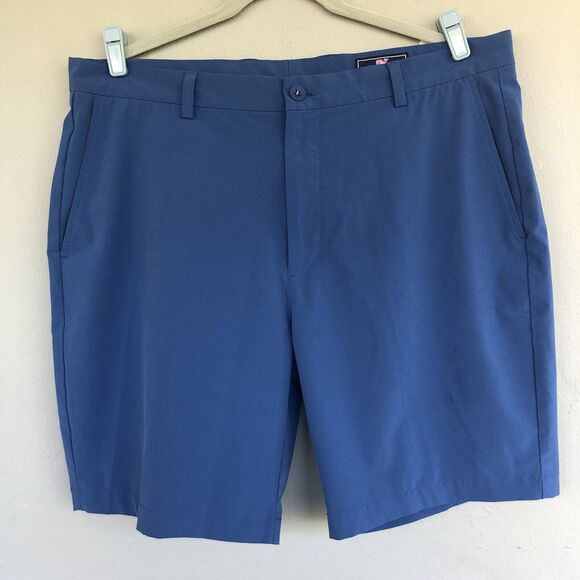 Vineyard Vines Golf Performance Shorts Men 38 Blue Stretch Pockets Light Preppy - Picture 1 of 12
